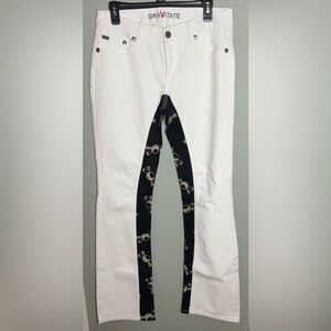 Gravitate White Black Skull Motorcycle Jeans Bootcut Size 8